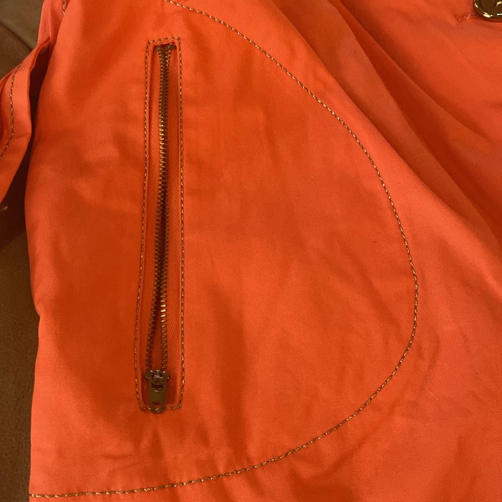 Vintage Orange Trench Coat Sherry Cassin Belted Utility Jacket Womens Size L - Picture 3 of 15